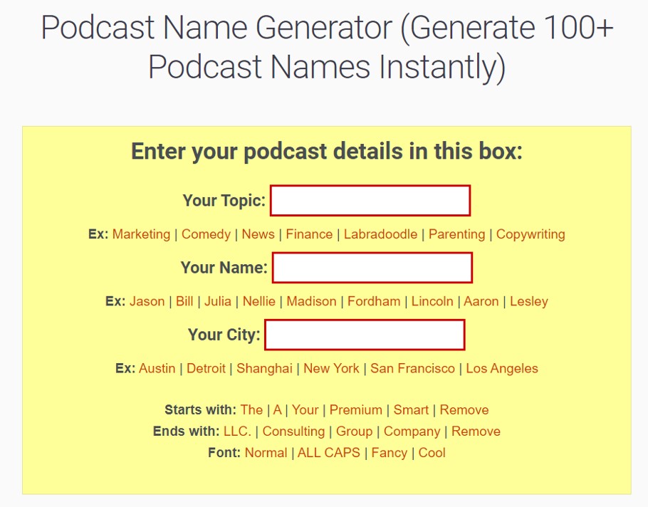 Podcast Names Generator