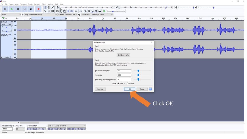 remove background noise in audacity